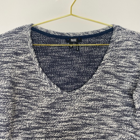 Paige Martine Slub Marled Knit V-Neck Pullover Sweater Blue & White Size XS - Picture 5 of 10